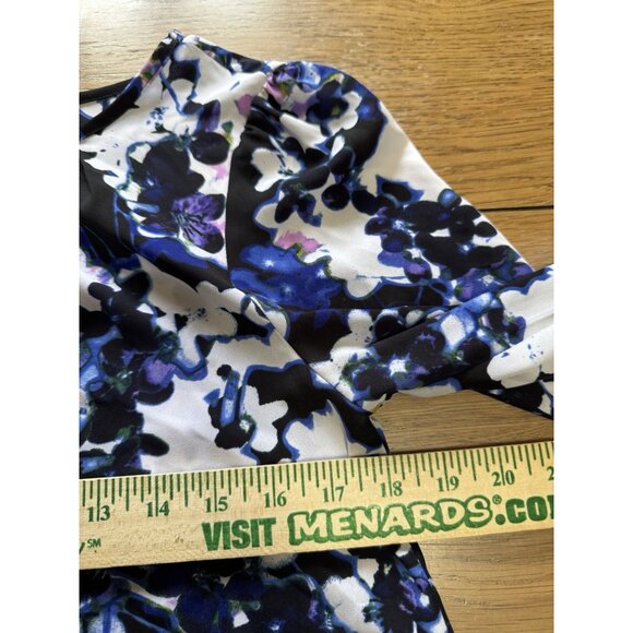 Express Women Blouse Size Small 3/4 Sleeve Colorful Polyester Office Business - Picture 5 of 11